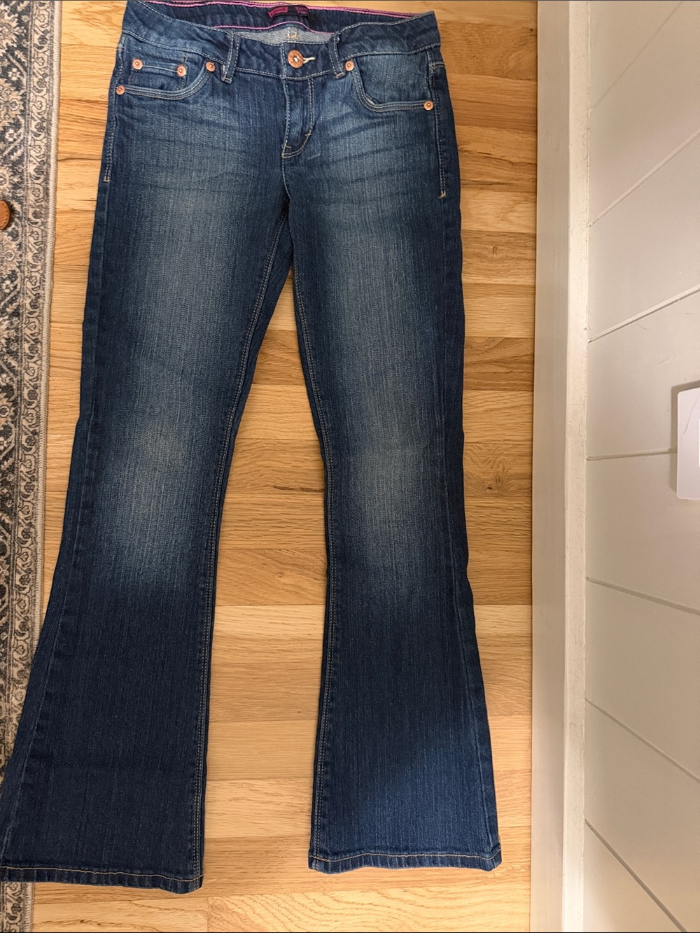 Girls Dark Blue Bootcut Jeans